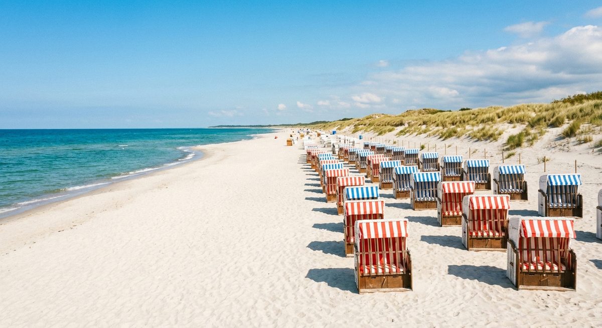 Strand von Zingst mit Strandkörben an der Ostsee